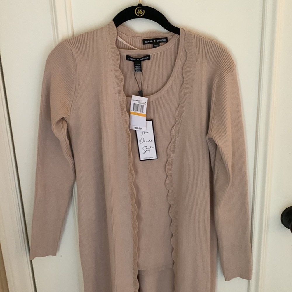 Cable and gauge two piece set soft fawn shirt and jacket size s NWT - Picture 4 of 10